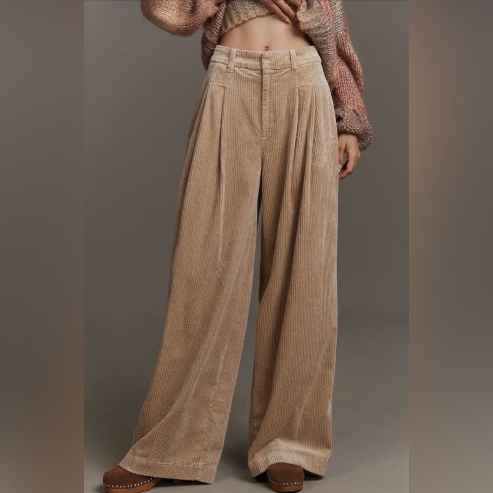 ✨ Anthropologie Pleated Cord Trousers Sz 12